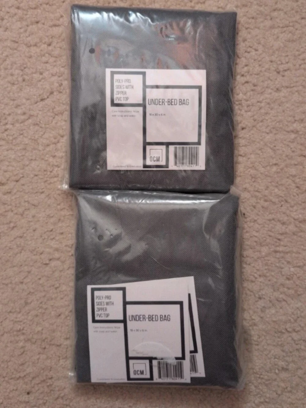 under bed clothes storage grey zipper bags